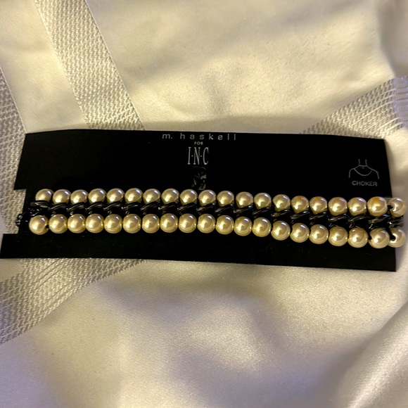 INC International Concepts Jewelry - New Pearl and chain choker necklace
